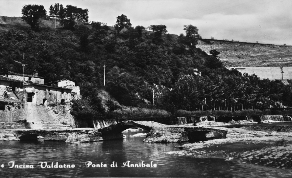 Postcard image of Ponte d'Annibale (Bridge of Hannibal), Incisa in Val d'Arno